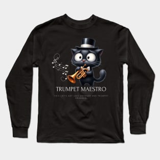 Funny Cat Playing Trumpet Long Sleeve T-Shirt